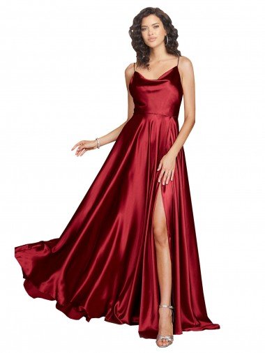 Low Back Silky Satin Spaghetti Straps Long Sleeveless Black Tie Evening Dress UK for Sale