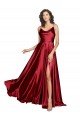 Low Back Silky Satin Spaghetti Straps Long Sleeveless Black Tie Evening Dress UK for Sale