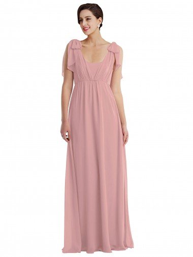 Dusty Pink Soft Chiffon Halter Neck Long Sleeveless Semi Formal Evening Dress UK for Sale
