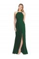 Dark Green Soft Chiffon Spaghetti Straps Long Sleeveless Semi Formal Evening Dress UK for Sale