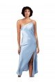 Silky Satin One Shoulder Midi Length Sleeveless Formal Evening Dress UK for Sale