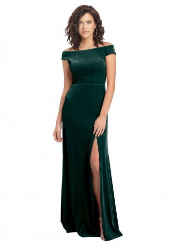 Stretch Velvet Square Neck Long Cap Sleeves Formal Evening Dress UK for Sale