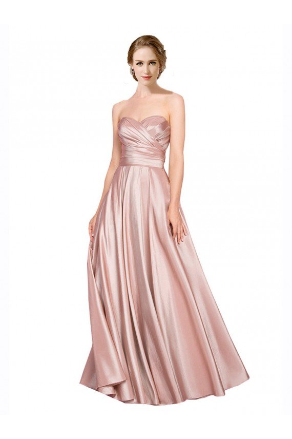 Low Back Stretch Satin Sweetheart Long Sleeveless Black Tie Evening Gown UK for Sale