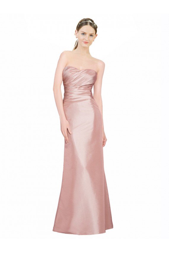 Low Back Stretch Satin Sweetheart Long Sleeveless Formal Evening Dress UK for Sale