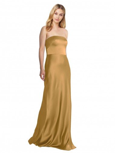 Stretch Satin Strapless Long Sleeveless Formal Evening Dress UK for Sale