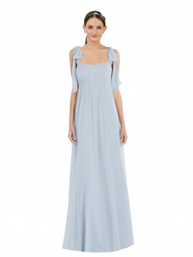 Low Back Sea Glass Soft Chiffon Spaghetti Straps Long Sleeveless Semi Formal Evening Dress UK for Sale