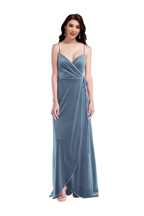 Low Back Stretch Velvet Sweetheart Long Sleeveless Semi Formal Evening Dress UK for Sale