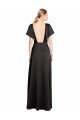 Open Back Stretch Satin V-Neck Long Cap Sleeves Evening Dress UK for Sale