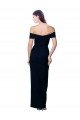 Black Stretch Crepe Off the Shoulder Long Sleeveless Evening Dress UK for Sale