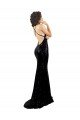 Open Back Sequin V-Neck Long Sleeveless Black Tie Evening Dress UK for Sale