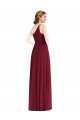 Burgundy Soft Chiffon One Shoulder Long Sleeveless Semi Formal Evening Dress UK for Sale