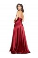Low Back Silky Satin Spaghetti Straps Long Sleeveless Black Tie Evening Dress UK for Sale