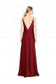 V-Back Stretch Satin V-Neck Long Sleeveless Black Tie Evening Dress UK for Sale