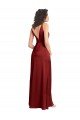 V-Back Stretch Satin V-Neck Long Sleeveless Evening Dress UK for Sale