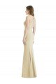 Open Back Champagne Stretch Crepe Bateau Neck Long Sleeveless Semi Formal Evening Dress UK for Sale
