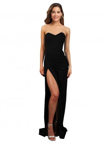 Low Back Column Stretch Crepe Sweetheart Long Sleeveless Formal Evening Dress UK for Sale