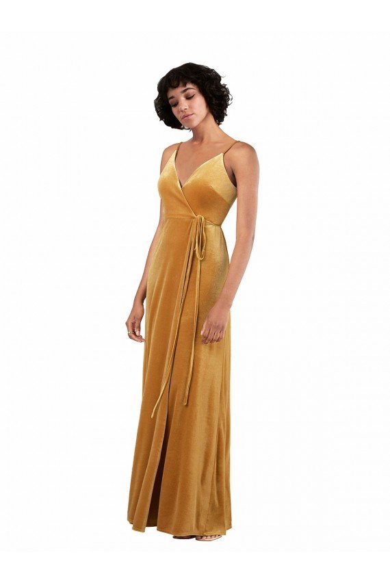 V-Back Stretch Velvet V-Neck Long Sleeveless Black Tie Evening Dress UK for Sale