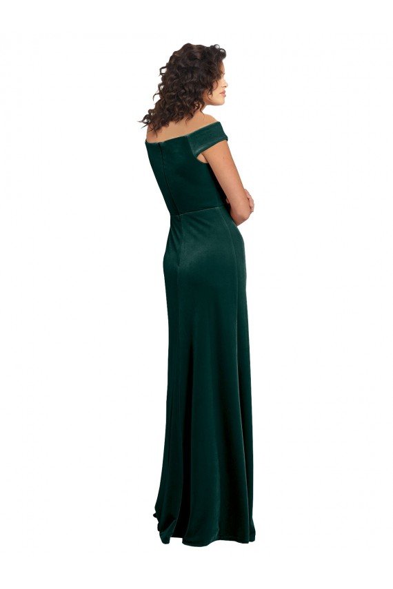 Stretch Velvet Square Neck Long Cap Sleeves Formal Evening Dress UK for Sale