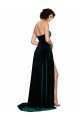Low Back Stretch Velvet Sweetheart Sweep Train Sleeveless Semi Formal Evening Dress UK for Sale