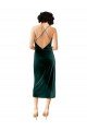 Open Back Stretch Velvet Spaghetti Straps Midi Length Sleeveless Evening Dress UK for Sale