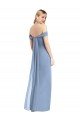 Low Back Dusty Blue Soft Chiffon Off the Shoulder Long Sleeveless Semi Formal Evening Dress UK for Sale