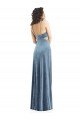 Low Back Dusty Blue Stretch Velvet Square Neck Long Sleeveless Formal Evening Dress UK for Sale