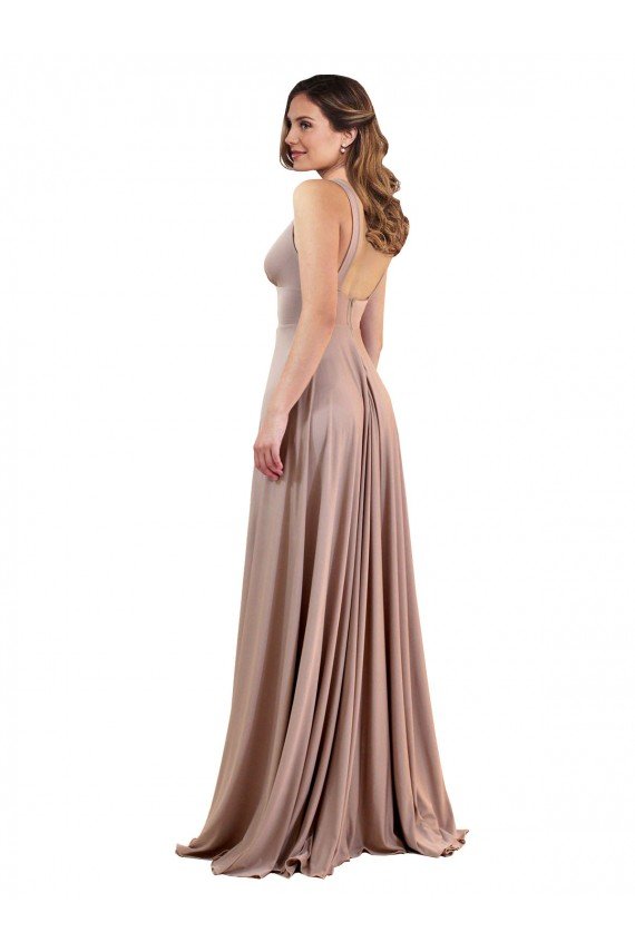 Low Back Spandex V-Neck Long Sleeveless Black Tie Evening Dress UK for Sale