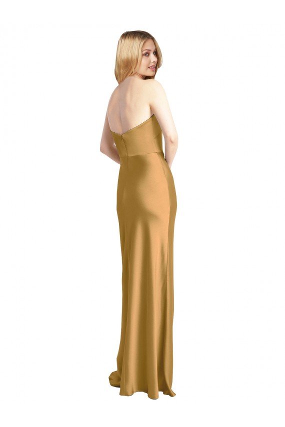 Stretch Satin Strapless Long Sleeveless Formal Evening Dress UK for Sale