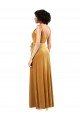 V-Back Stretch Velvet V-Neck Long Sleeveless Black Tie Evening Dress UK for Sale