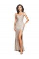 Open Back Sparkling Sequin Spaghetti Straps Long Sleeveless Black Tie Evening Dress UK for Sale