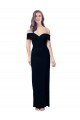 Black Stretch Crepe Off the Shoulder Long Sleeveless Evening Dress UK for Sale