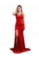 Low Back Stretch Satin Sweetheart Long Sleeveless Evening Dress UK for Sale