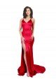 Low Back Red Stretch Satin Sweetheart Long Sleeveless Formal Evening Dress UK for Sale