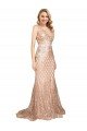 V-Back Sparkling Sequin V-Neck Long Sleeveless Plus Size Formal Evening Dress UK for Sale