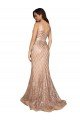 V-Back Sparkling Sequin V-Neck Long Sleeveless Plus Size Formal Evening Dress UK for Sale