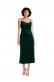 Open Back Stretch Velvet Cowl Neck Midi Length Sleeveless Black Tie Evening Dress UK for Sale