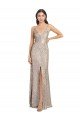 V-Back Sheath Sparkling Sequin V-Neck Long Sleeveless Formal Evening Dress UK for Sale