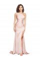 Silky Satin One Shoulder Long Sleeveless Black Tie Evening Dress UK for Sale