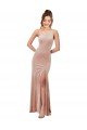 Pink Stretch Velvet One Shoulder Long Sleeveless Black Tie Evening Dress UK for Sale