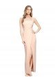 Nude Stretch Crepe Square Neck Long Sleeveless Formal Evening Dress UK for Sale