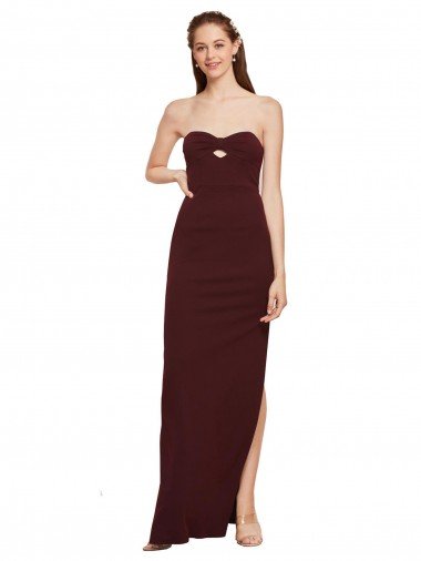 Stretch Crepe Strapless Long Sleeveless Formal Evening Dress UK for Sale