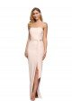 Low Back Nude Stretch Crepe Strapless Long Sleeveless Formal Evening Dress UK for Sale