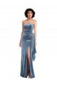 Low Back Stretch Velvet Strapless Long Sleeveless Formal Evening Dress UK for Sale