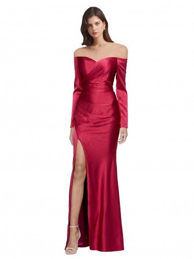Stretch Satin Sweetheart Long Long Sleeves Formal Evening Dress UK for Sale