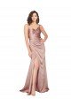 V-Back Silky Satin V-Neck Long Sleeveless Black Tie Evening Dress UK for Sale