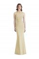 Open Back Champagne Stretch Crepe Bateau Neck Long Sleeveless Semi Formal Evening Dress UK for Sale