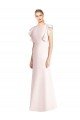 Open Back Pink Stretch Crepe Bateau Neck Long Cap Sleeves Evening Dress UK for Sale