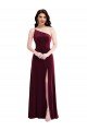 Stretch Velvet One Shoulder Long Sleeveless Black Tie Evening Dress UK for Sale