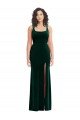 Stretch Velvet Square Neck Long Sleeveless Semi Formal Evening Dress UK for Sale
