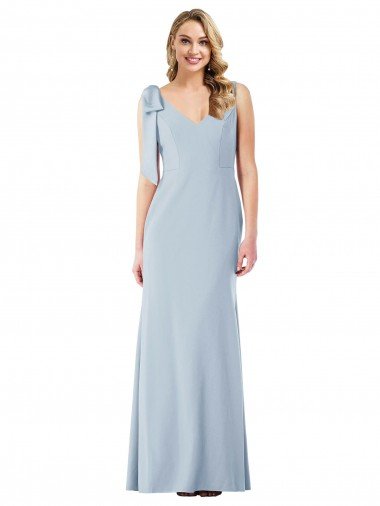 V-Back Stretch Crepe V-Neck Long Sleeveless Semi Formal Evening Dress UK for Sale